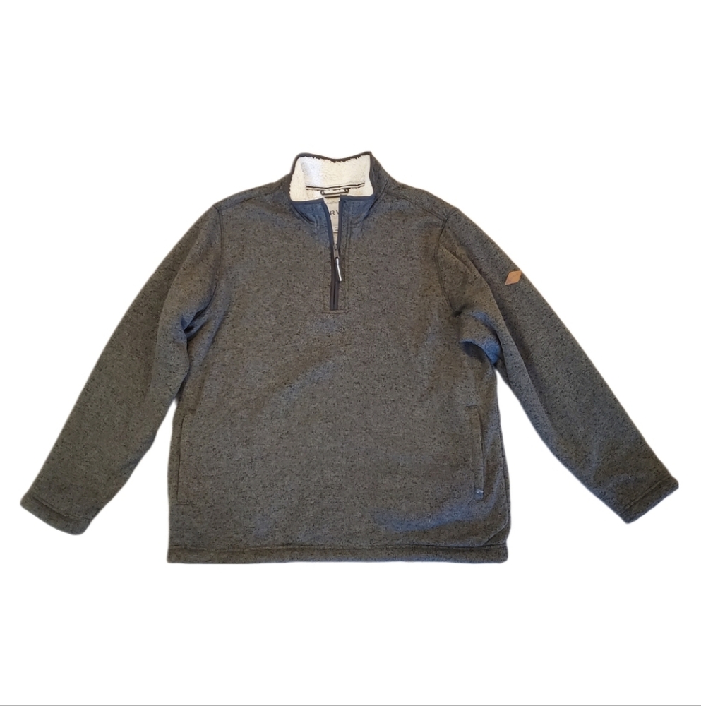 Orvis Men’s 1/4 Zip Pullover Sherpa Lined Jacket/Sweater Sz XL Heather Green